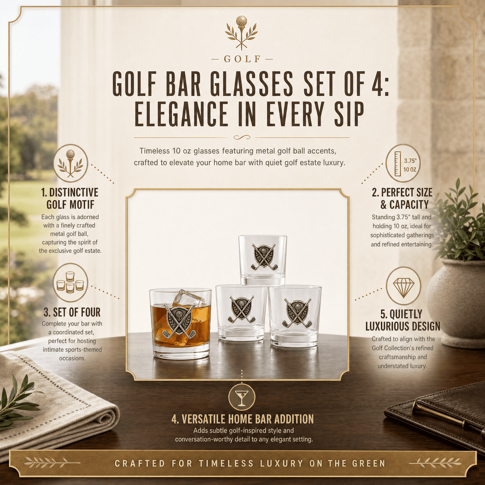 Golf Bar Glasses Set of 4 12