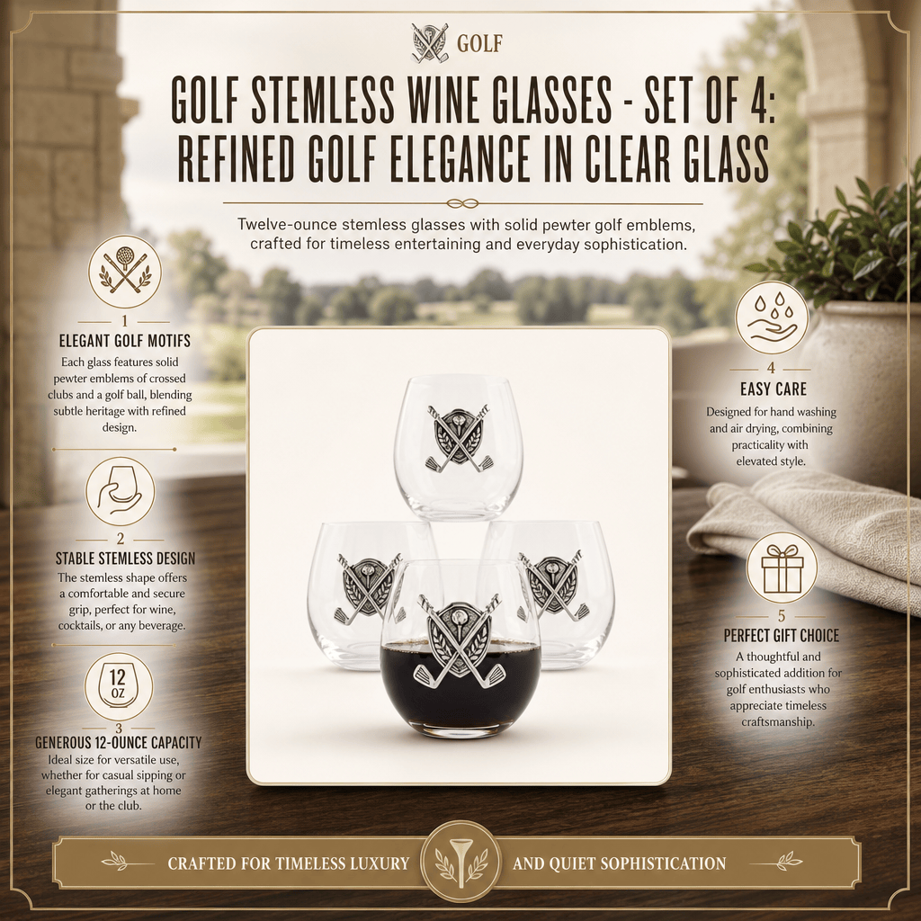 Golf Stemless Wine Glasses - Set of 4 4