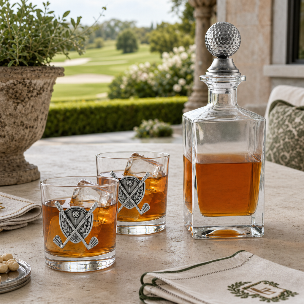 Golf Decanter Set with Pair Glasses 6