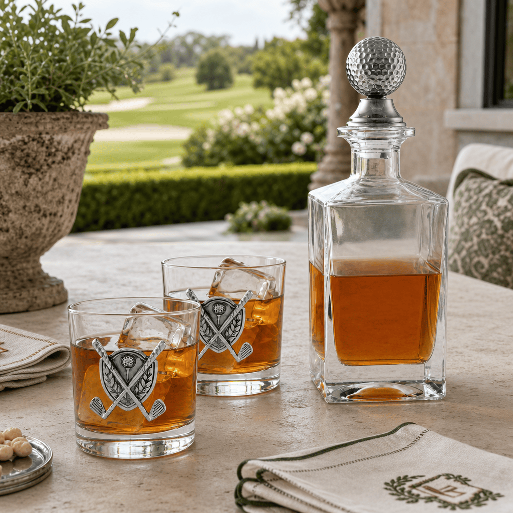 Golf Decanter Set with Pair Glasses 6