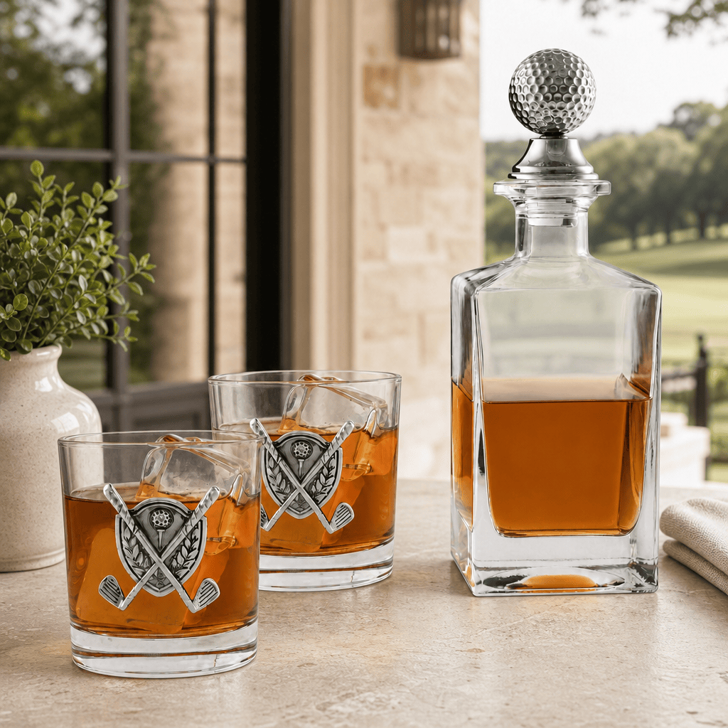 Golf Decanter Set with Pair Glasses 2