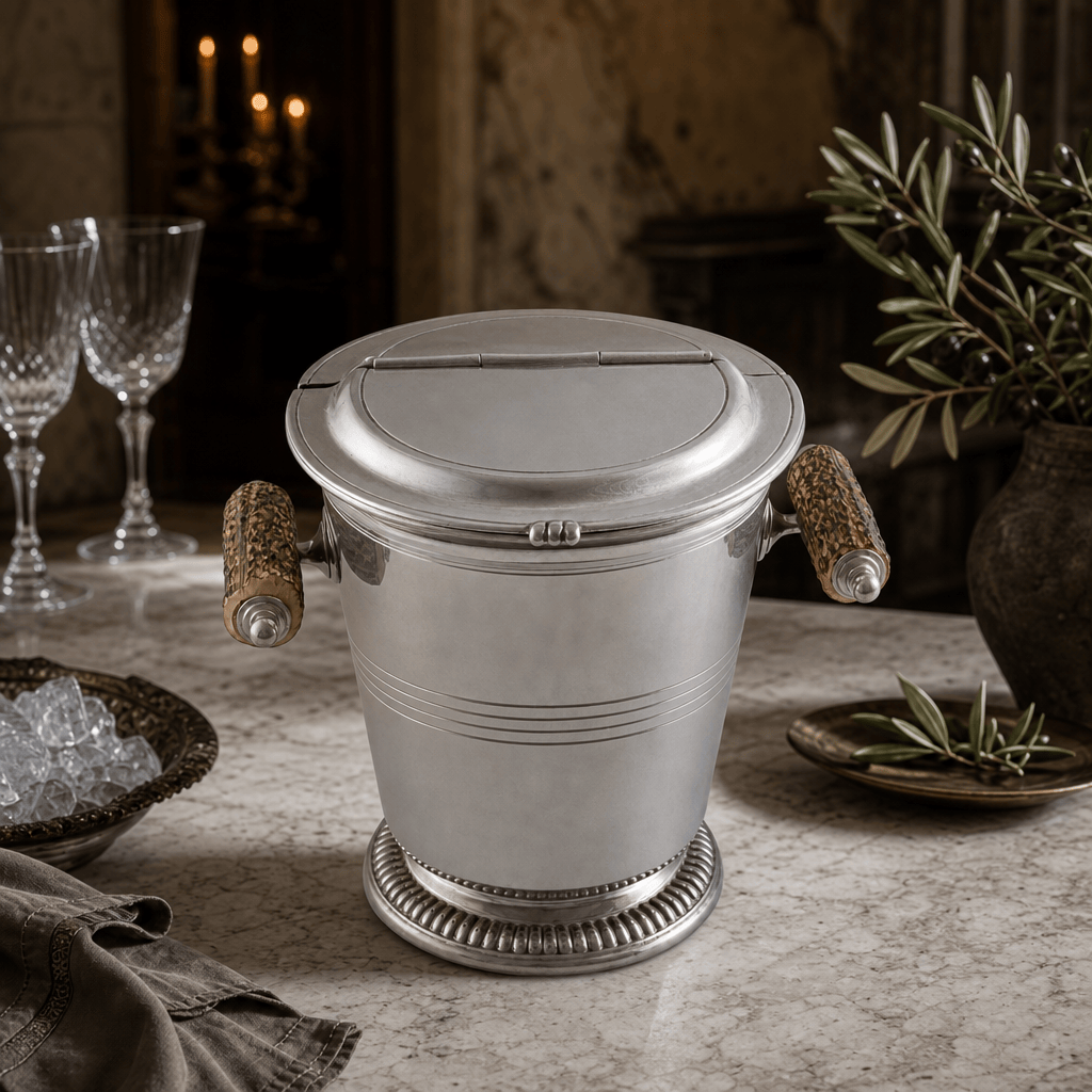 Pewter Ice Bucket with Antler Handles 7
