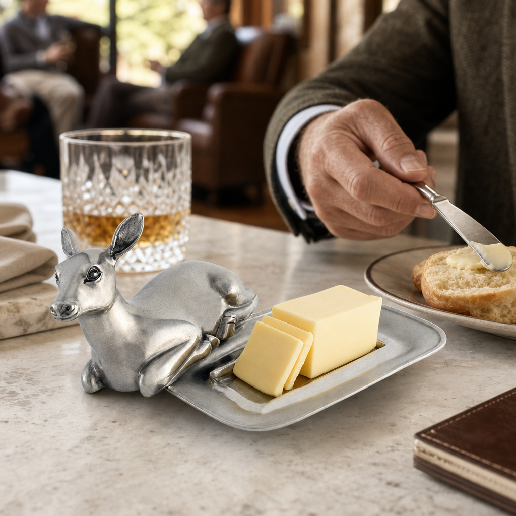 Pewter Doe Butter Dish 6