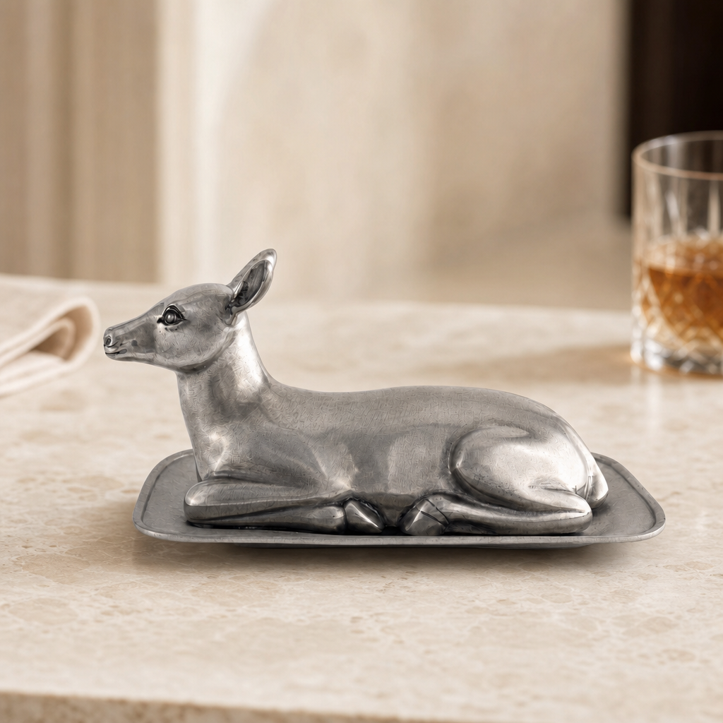 Pewter Doe Butter Dish 4