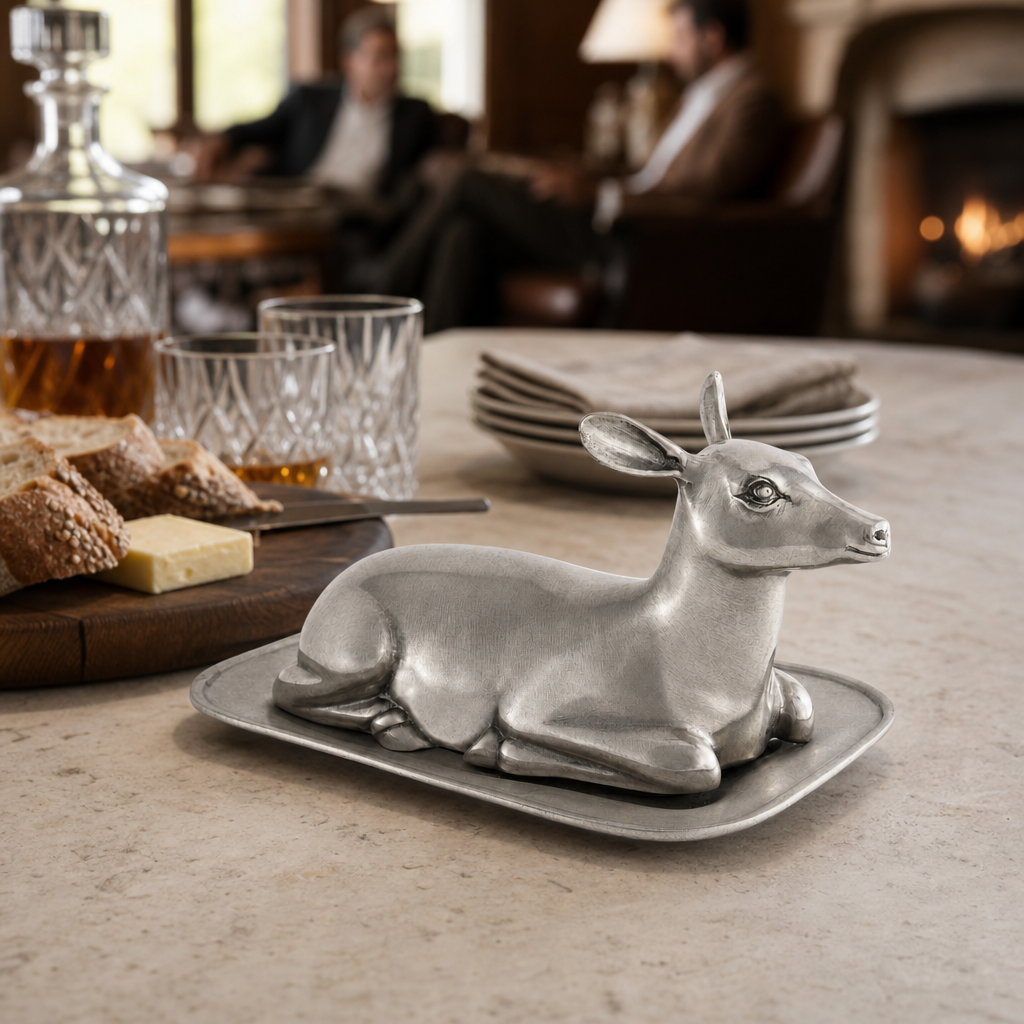 Pewter Doe Butter Dish 9