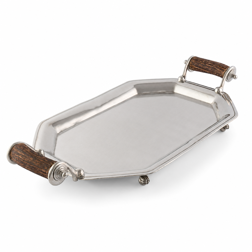 Parlor Tray with Composite Antler Handles 1