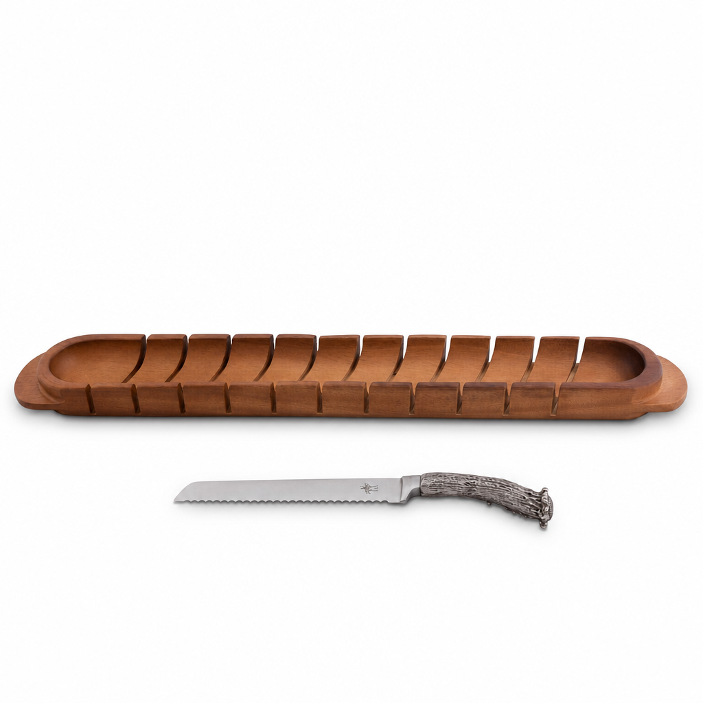 Baguette Board with Antler Bread Knife 1
