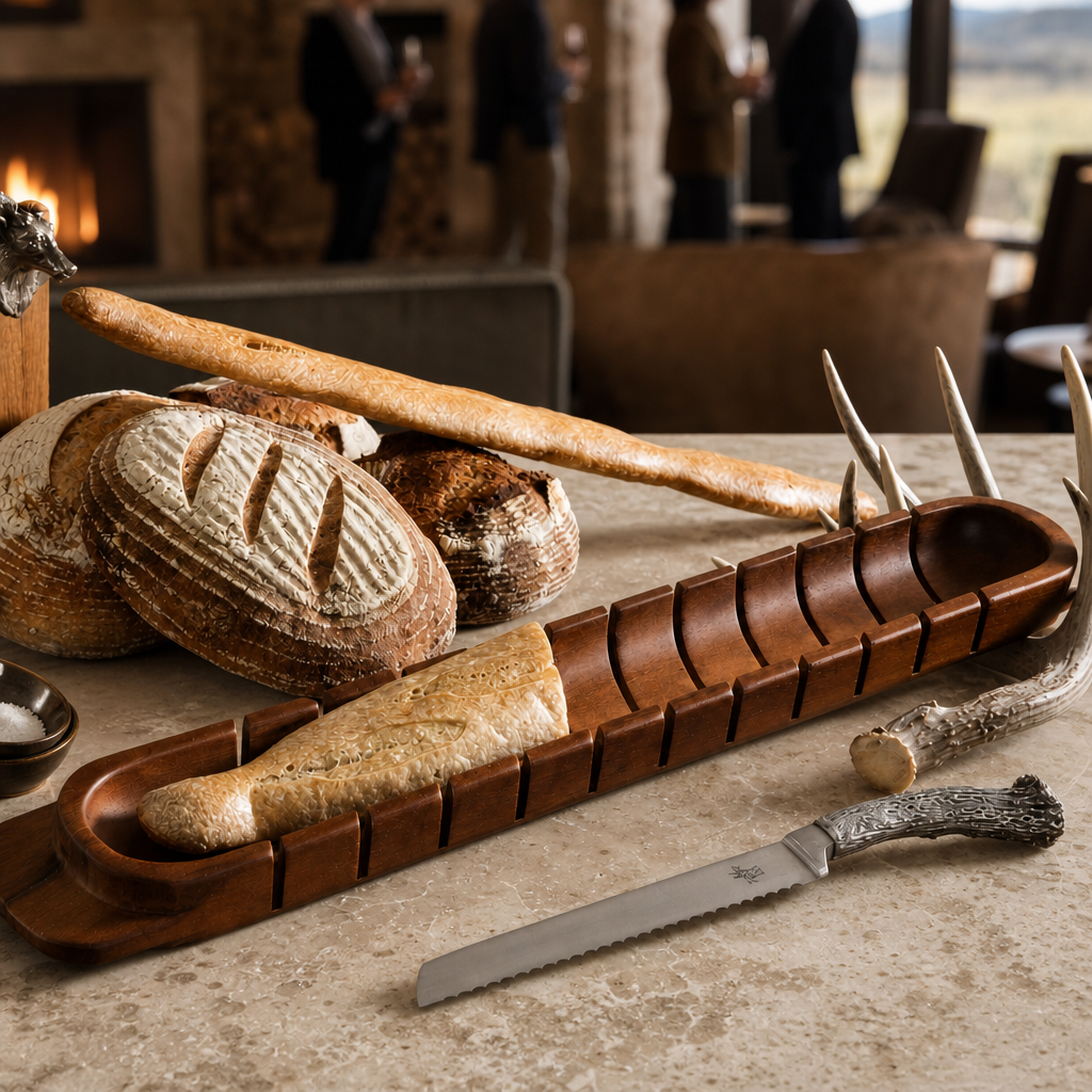 Baguette Board with Antler Bread Knife 8
