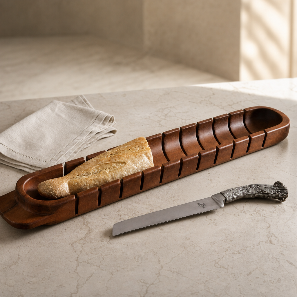 Baguette Board with Antler Bread Knife 4