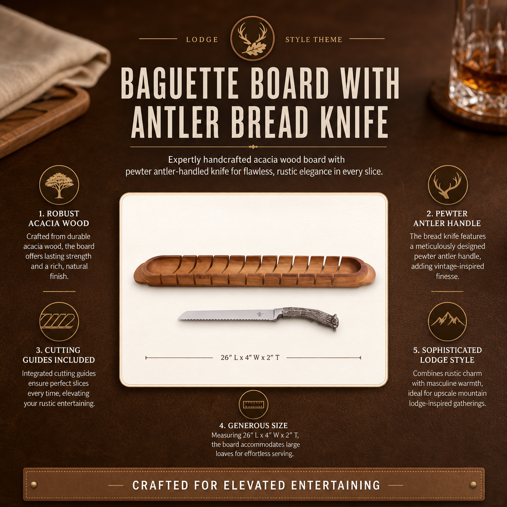 Baguette Board with Antler Bread Knife 11