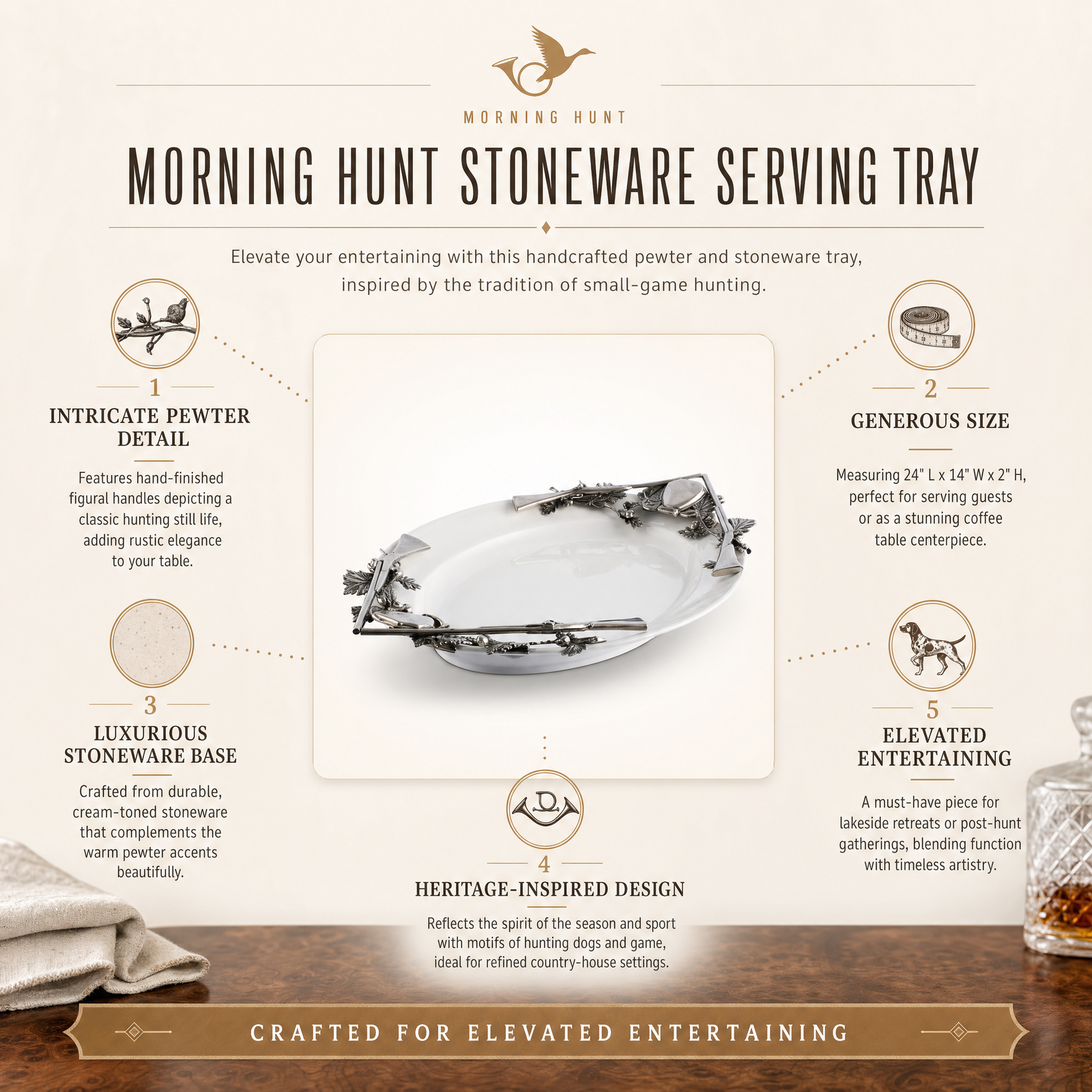 Stoneware Hunt Serving Tray 11