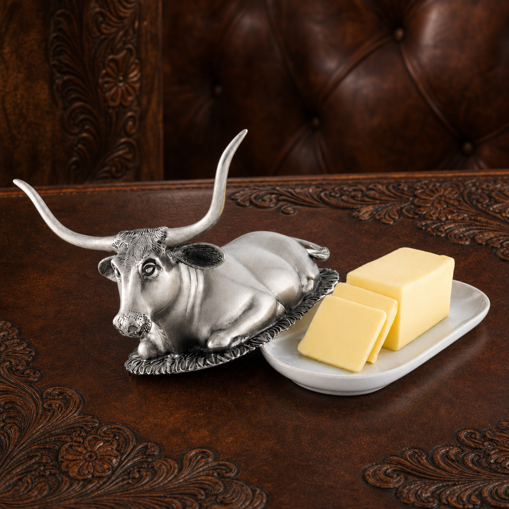 Pewter Longhorn Steer Butter Dish 2
