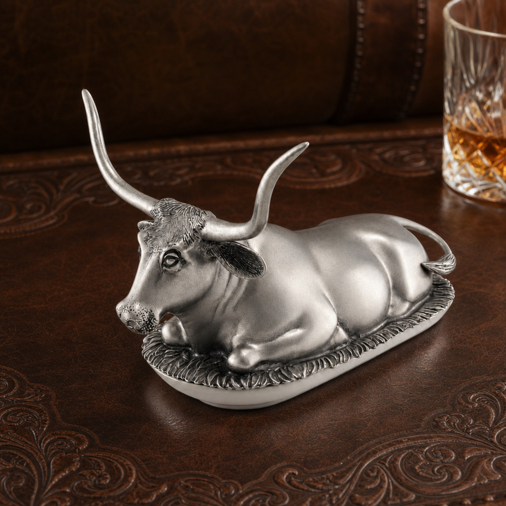 Pewter Longhorn Steer Butter Dish 3