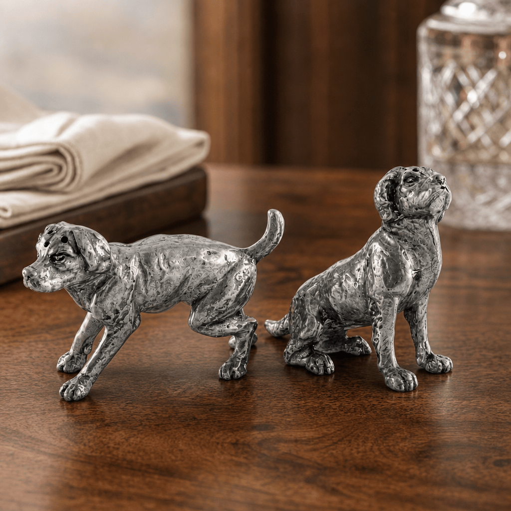 Pewter Spaniel Salt & Pepper Set 2