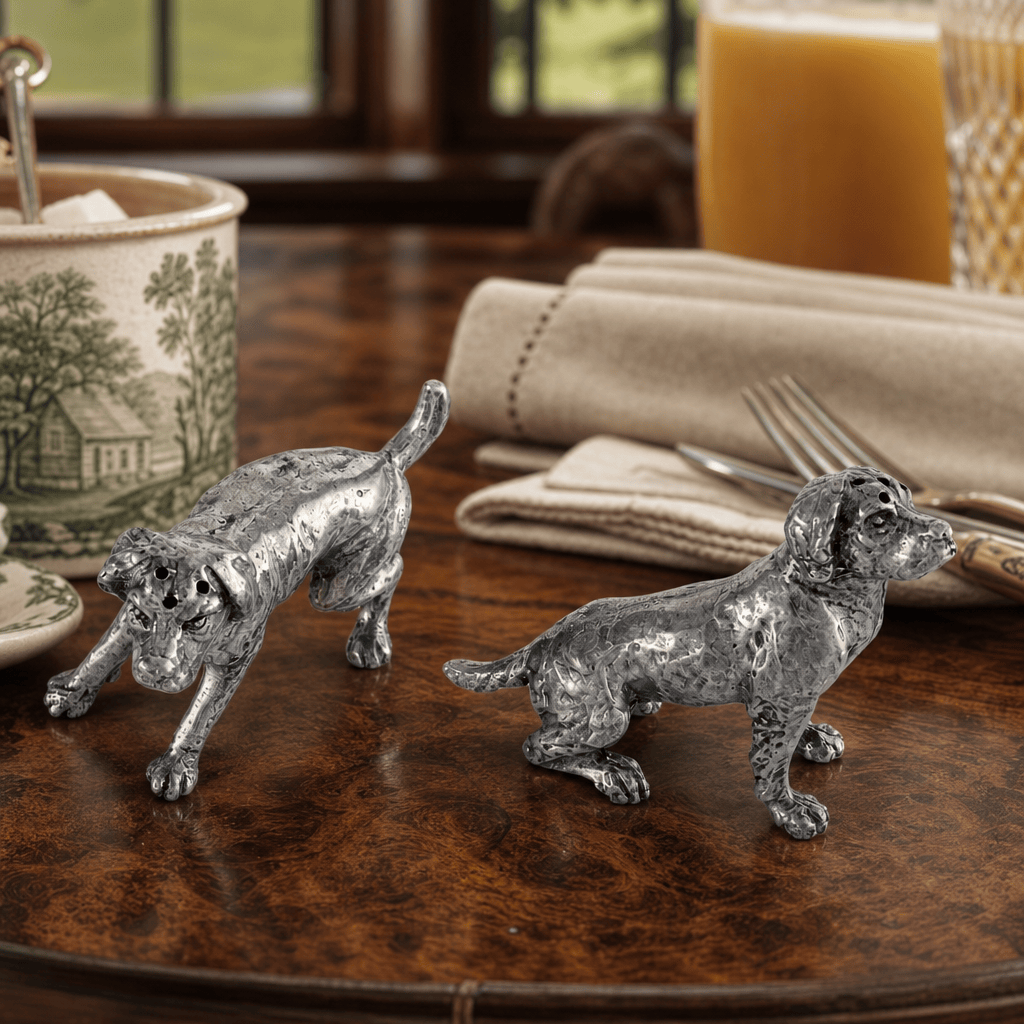 Pewter Spaniel Salt & Pepper Set 7