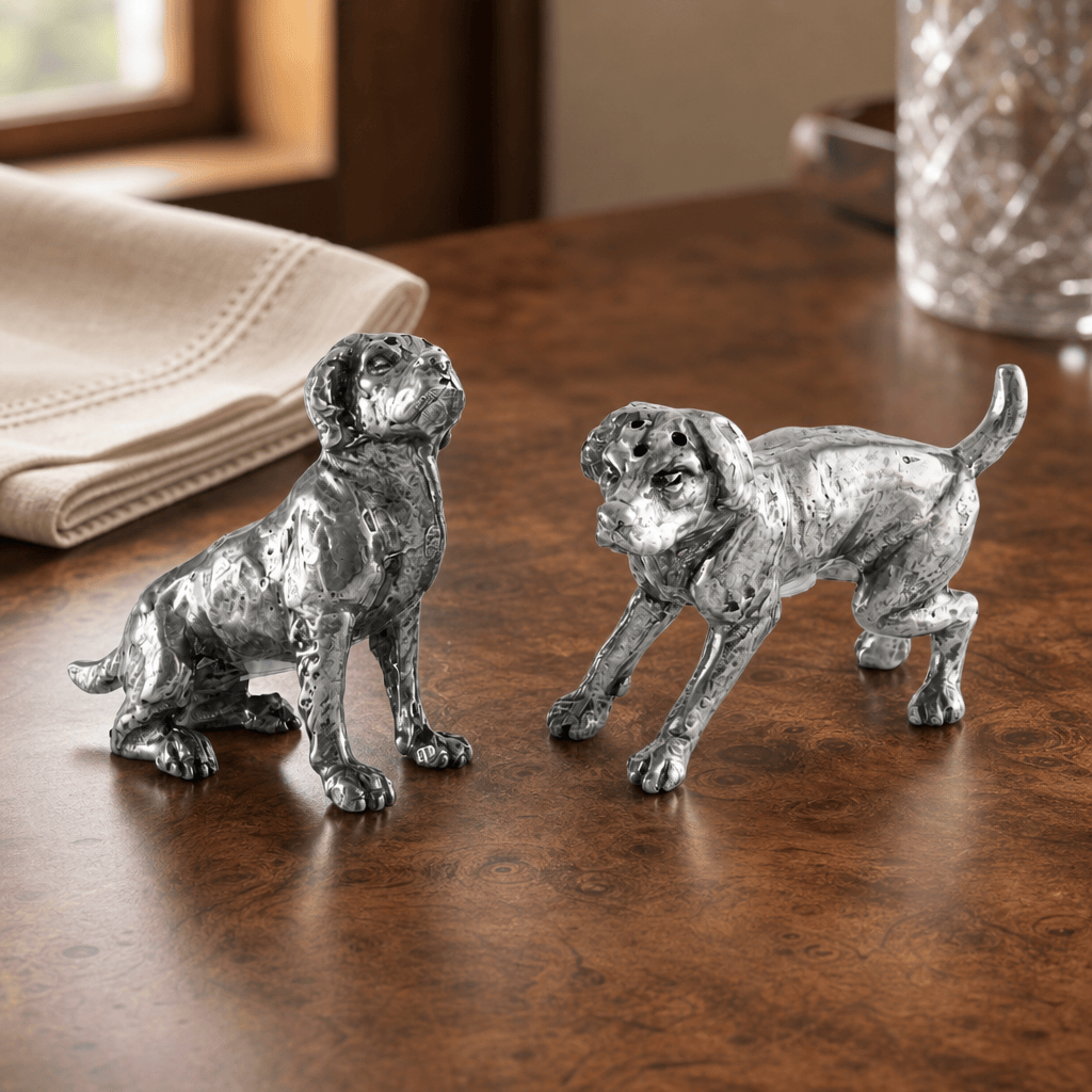 Pewter Spaniel Salt & Pepper Set 4