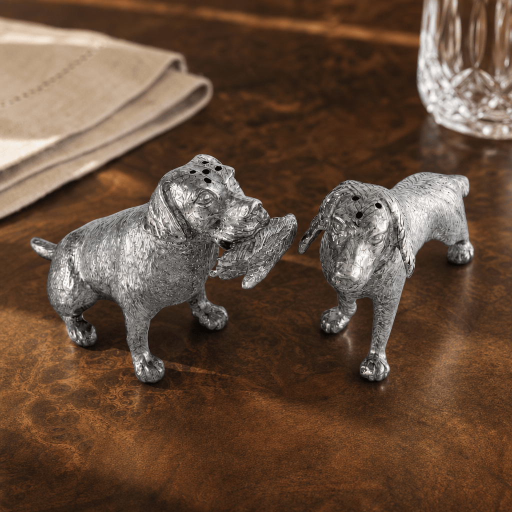 Pewter Hunting Dogs Salt & Pepper Set 3