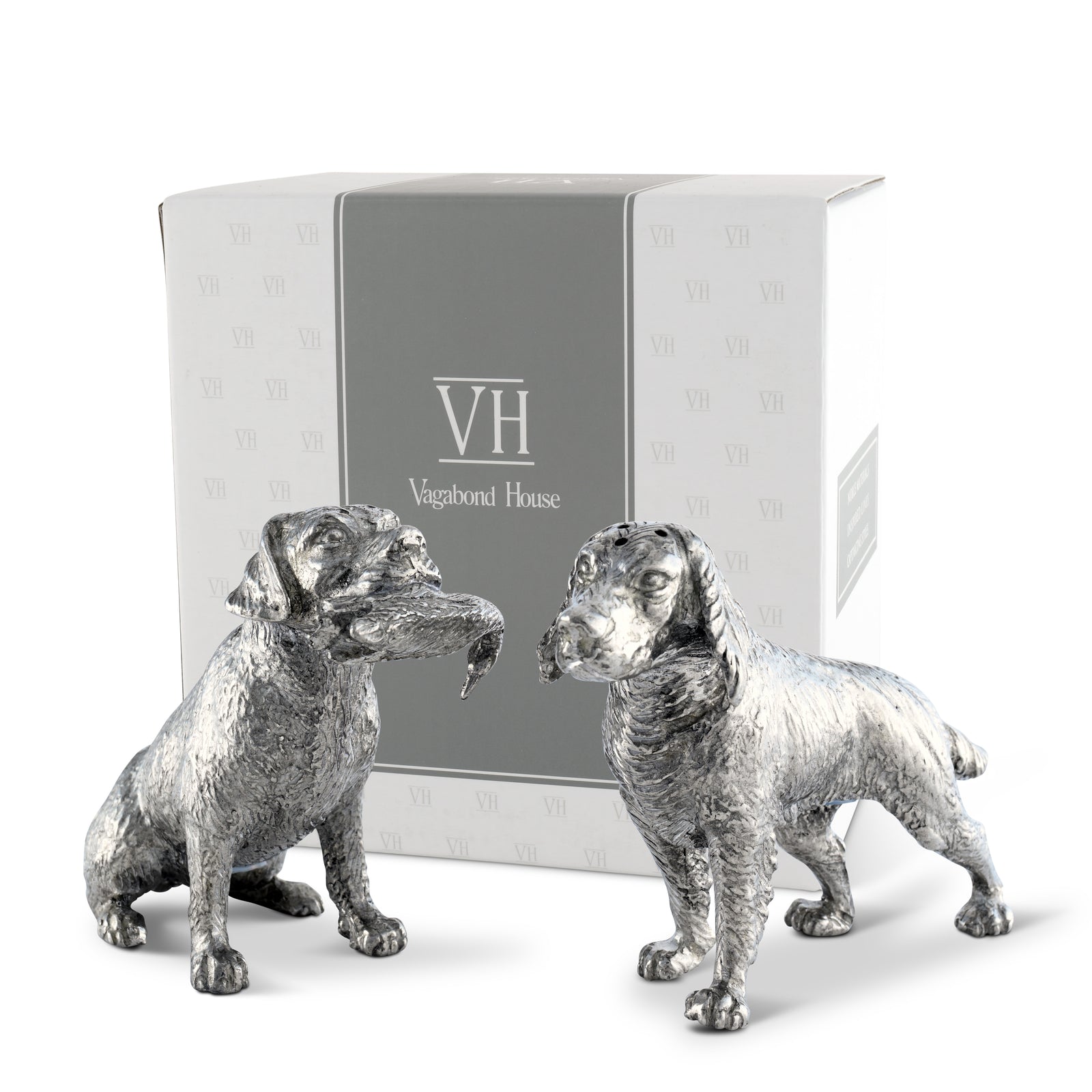 Pewter Hunting Dogs Salt & Pepper Set 10