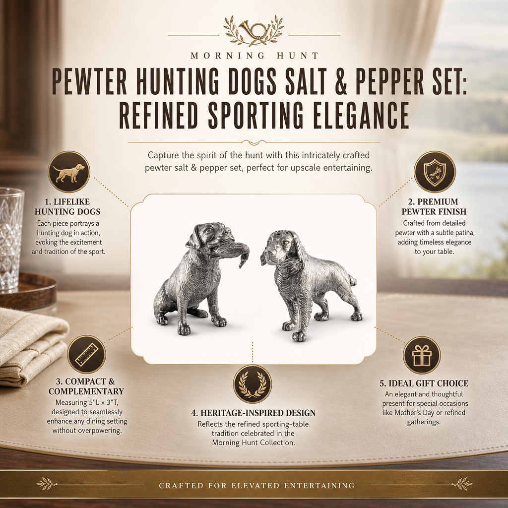 Pewter Hunting Dogs Salt & Pepper Set 9