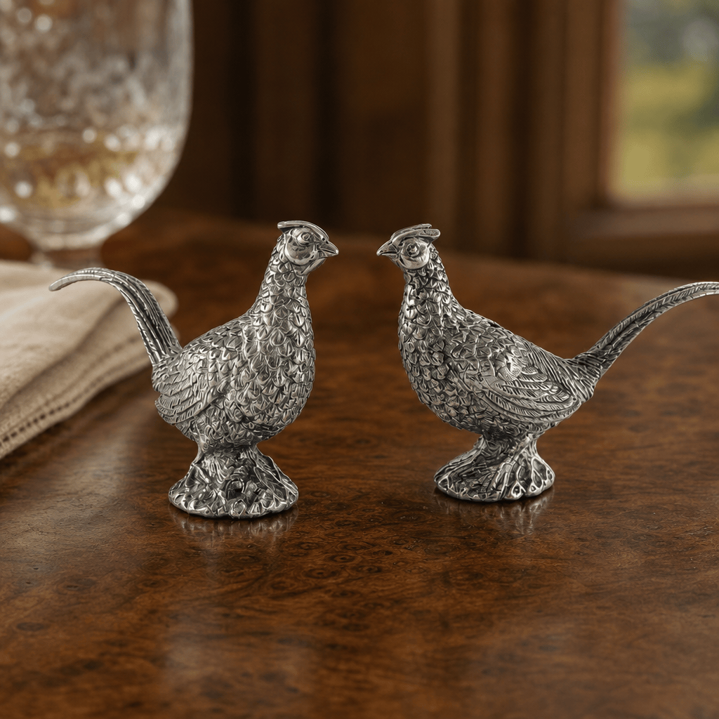 Pewter Pheasants Salt & Pepper Set 2