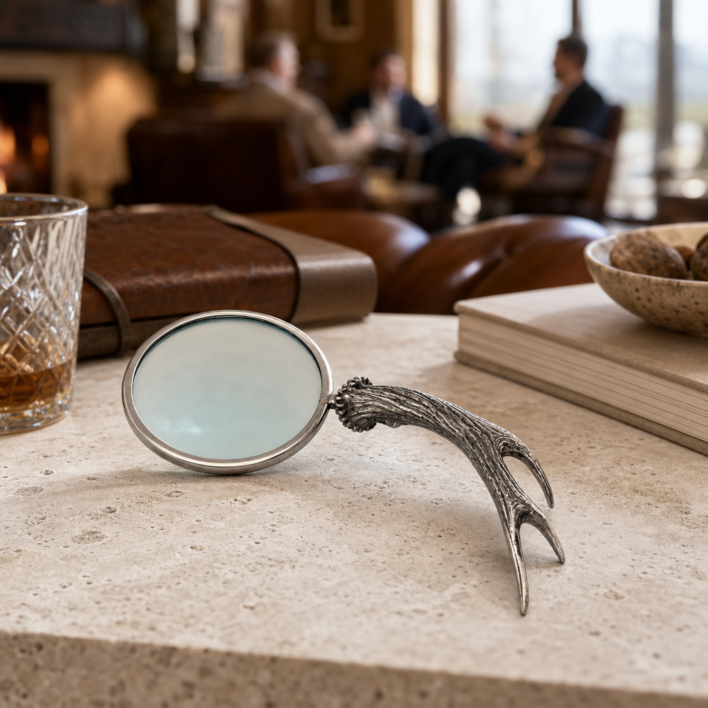 Pewter Antler Handle Magnifier 4 inches 6