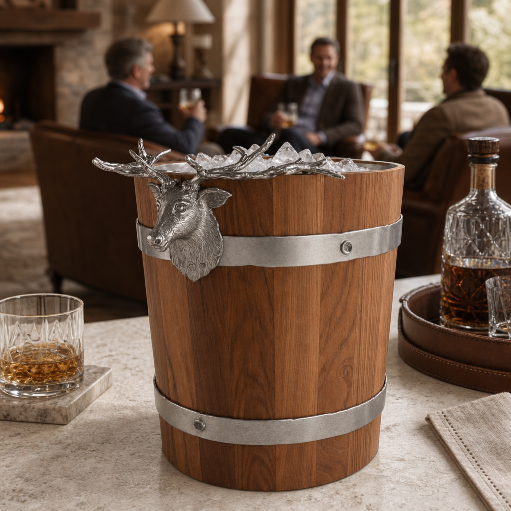Elk Wood Pail Ice Bucket 6
