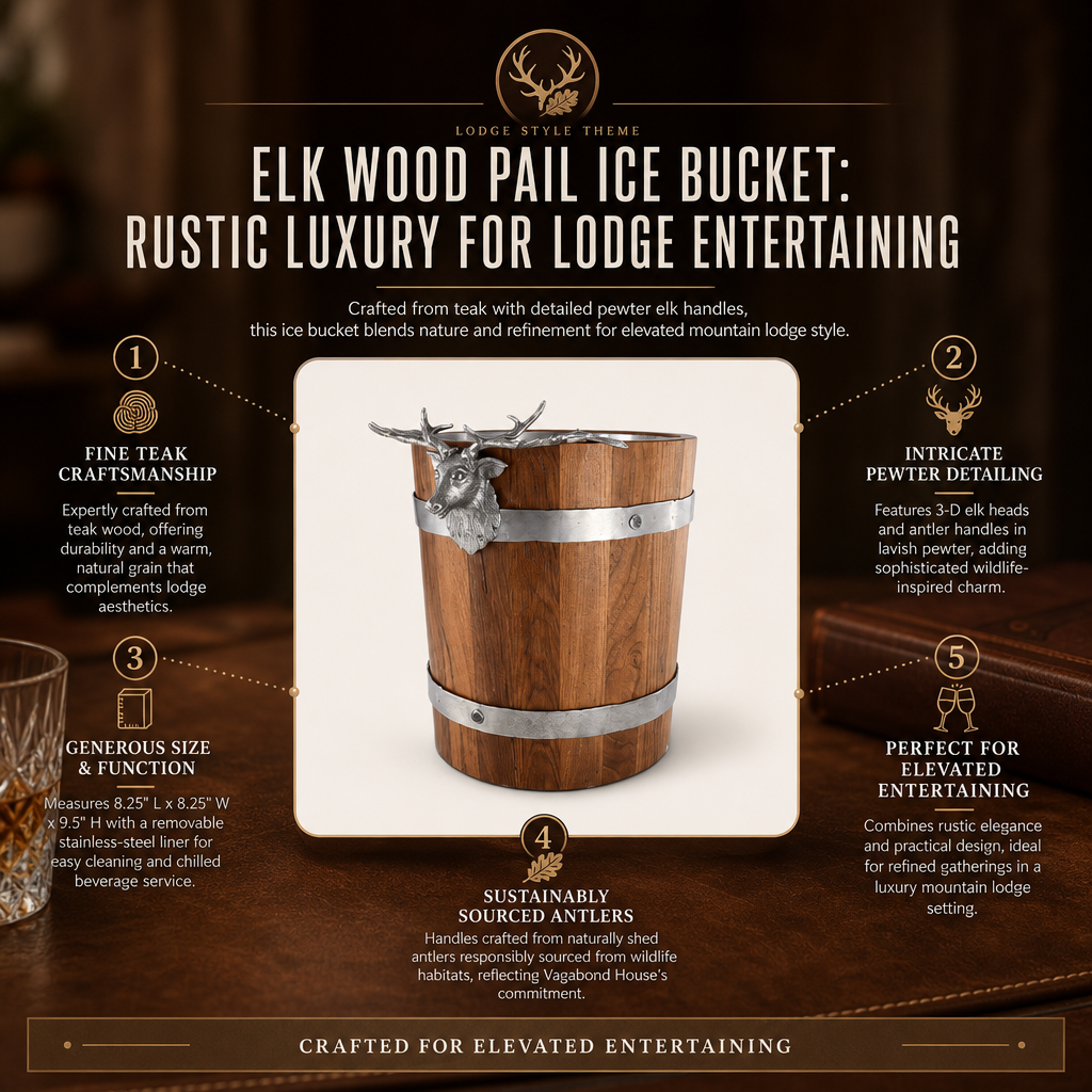 Elk Wood Pail Ice Bucket 11