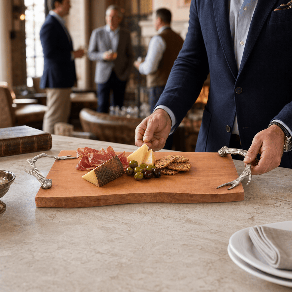 Pewter Antler Handle Charcuterie Board 4