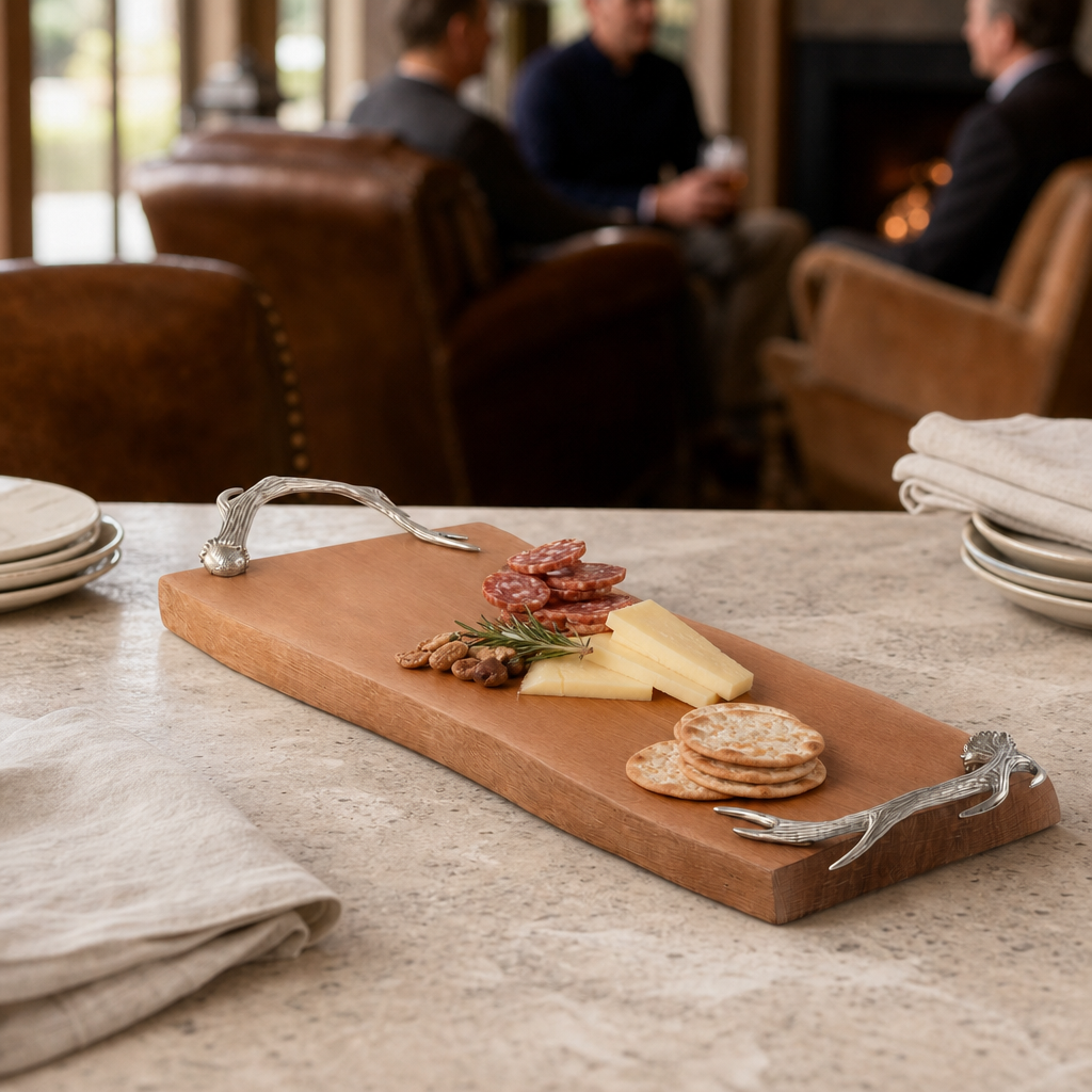 Pewter Antler Handle Charcuterie Board 6