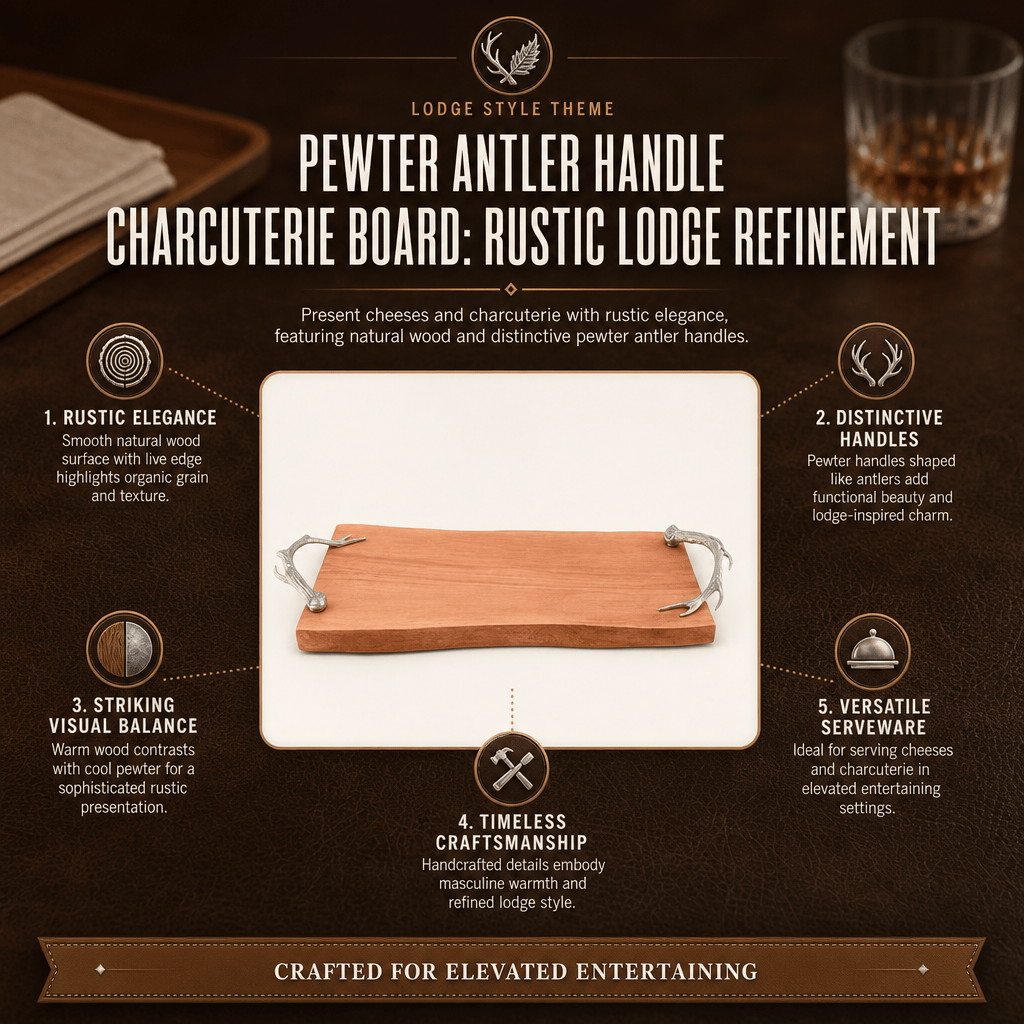 Pewter Antler Handle Charcuterie Board 8