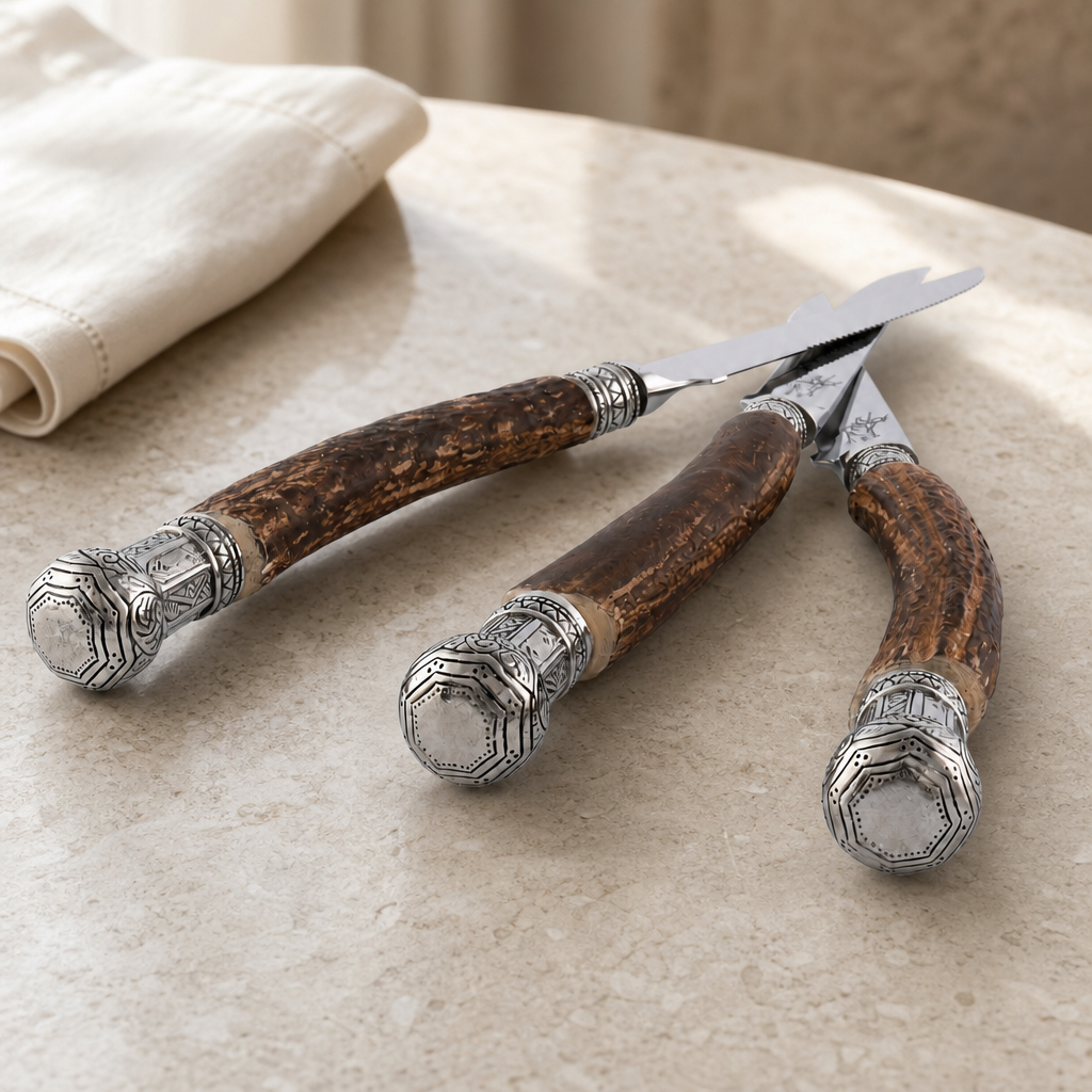 Composite Antler King Crown Steak Knife Set 3