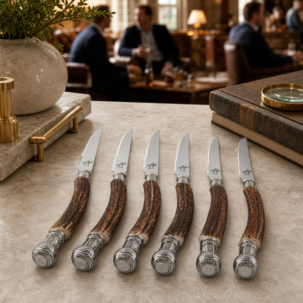 Composite Antler King Crown Steak Knife Set 8