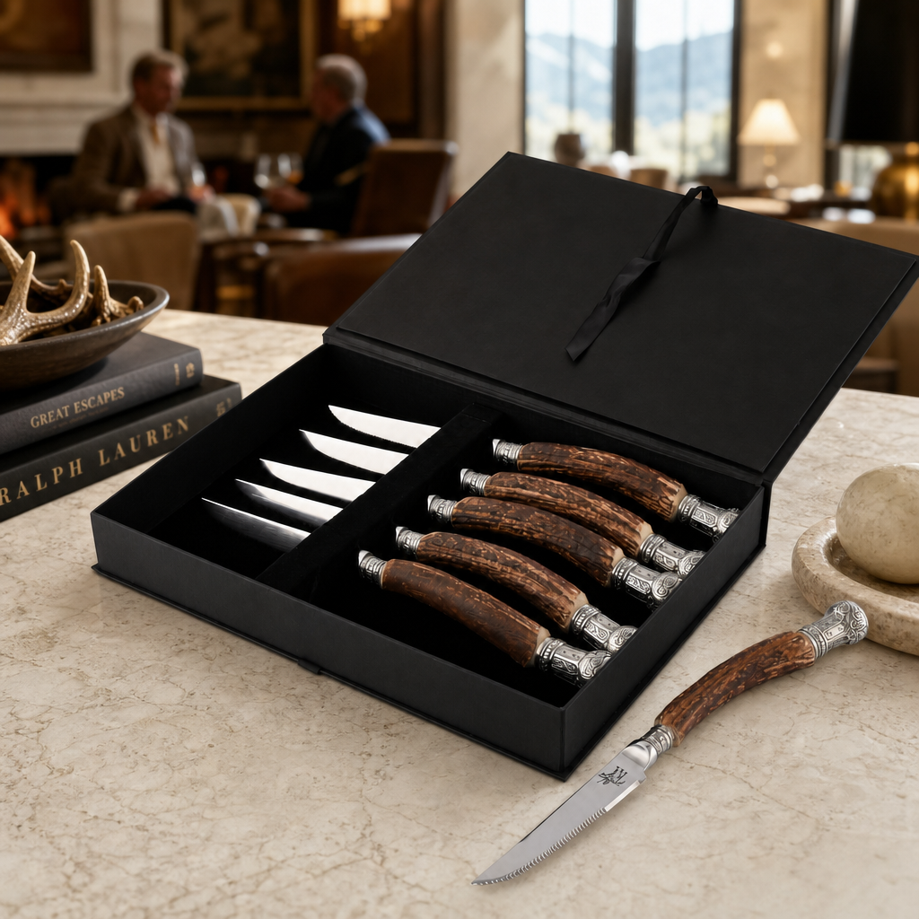 Composite Antler King Crown Steak Knife Set 9