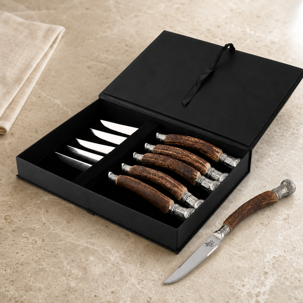 Composite Antler King Crown Steak Knife Set 5