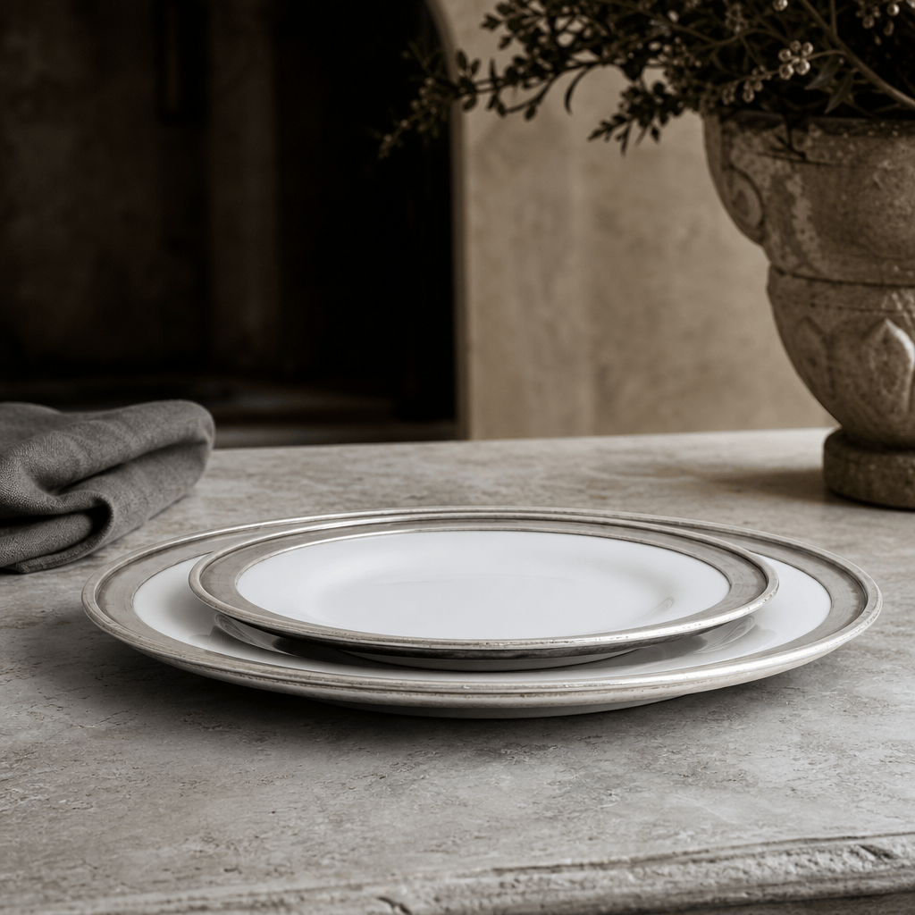 Classic Pewter Rim Dinner Plate 4