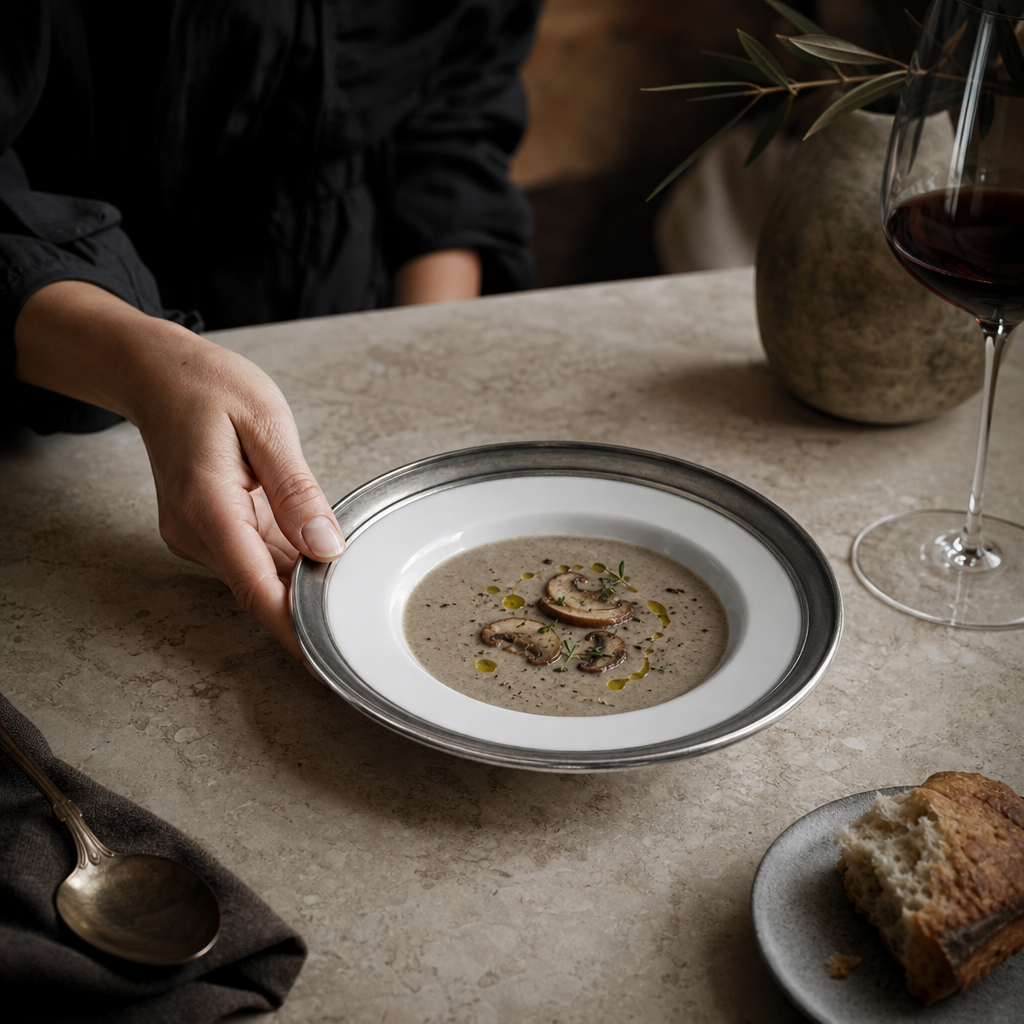 Classic Pewter Rim Soup Bowl 6