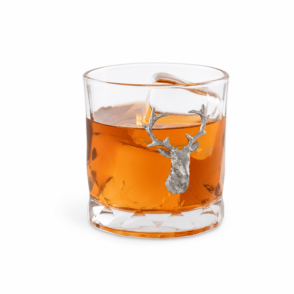 Elk Bust Hatched Highball Glass 1