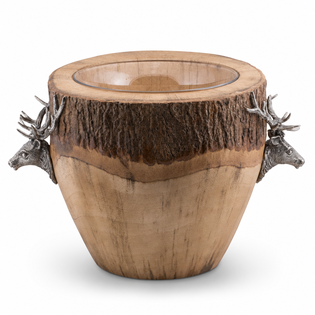 Natural Log Elk Ice Bucket 8