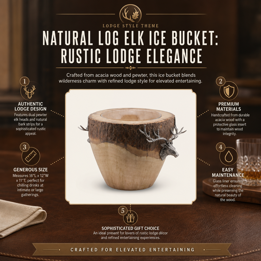 Natural Log Elk Ice Bucket 9