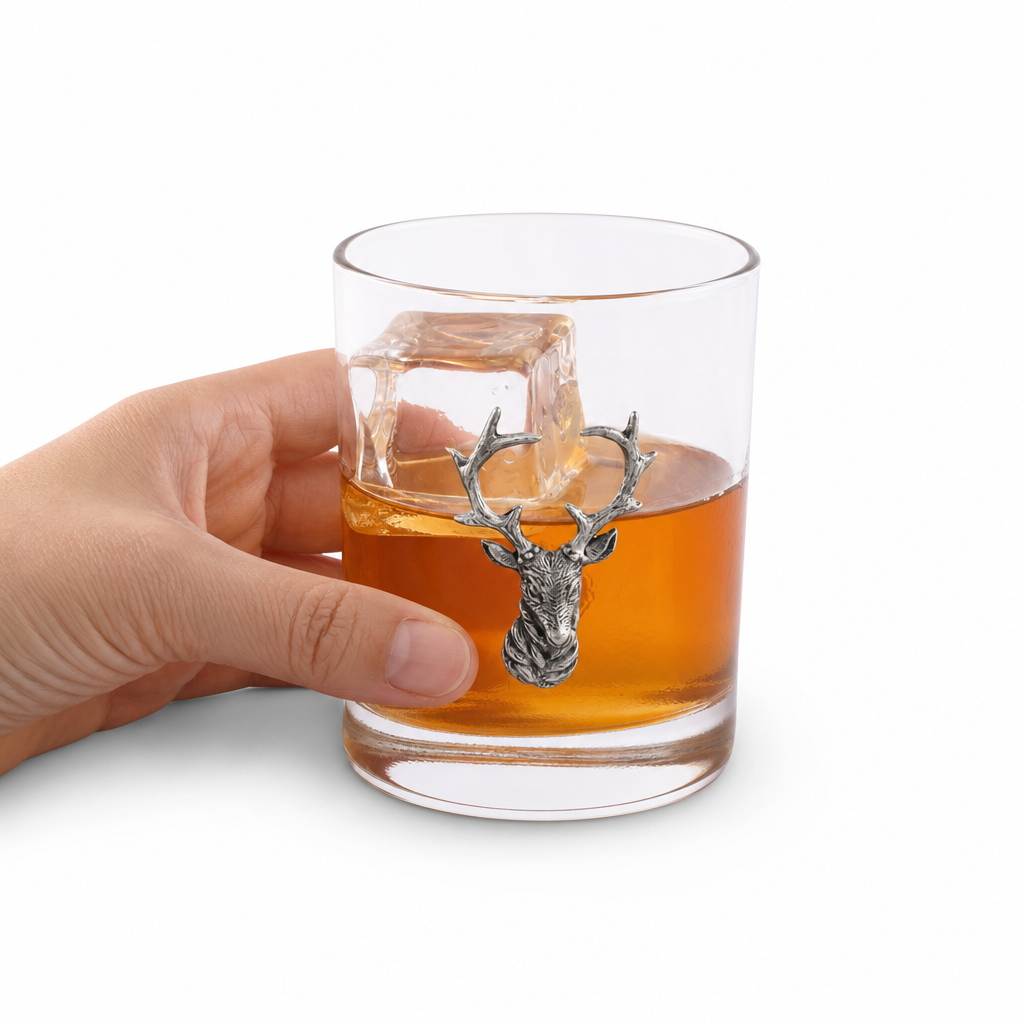 Elk Head Double Old Fashion Bar Glass 8