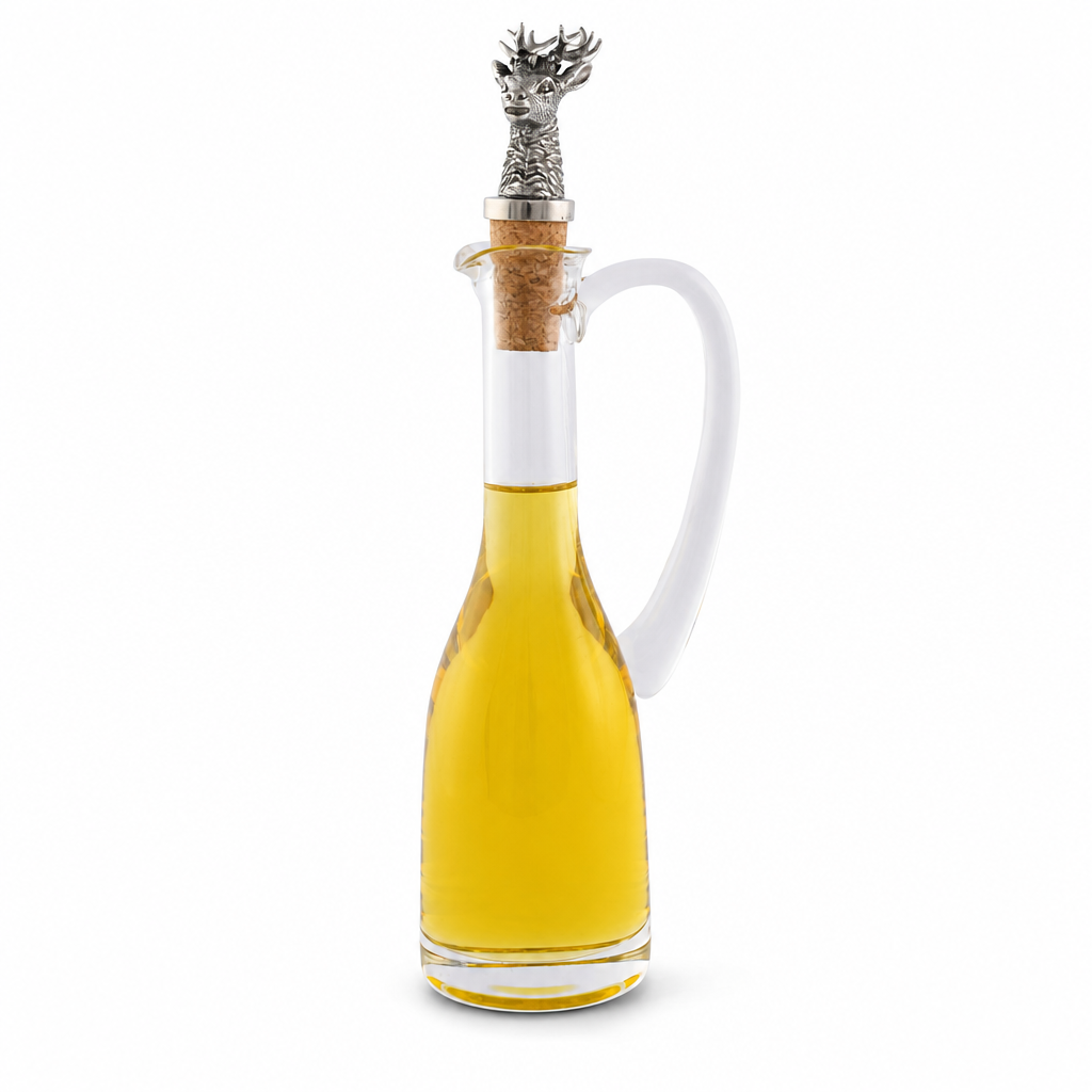 Cruet Bottle with Pewter Elk Head Cork Stopper 1