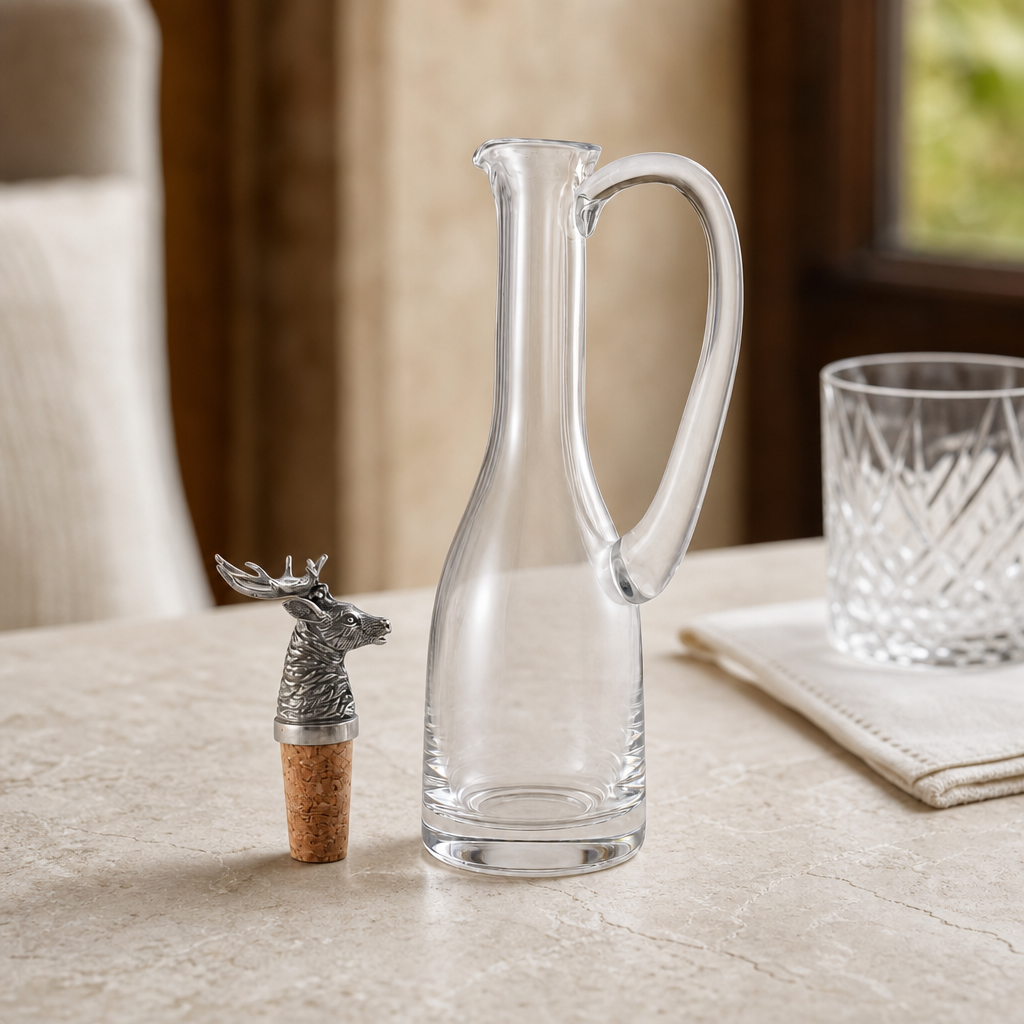 Cruet Bottle with Pewter Elk Head Cork Stopper 3