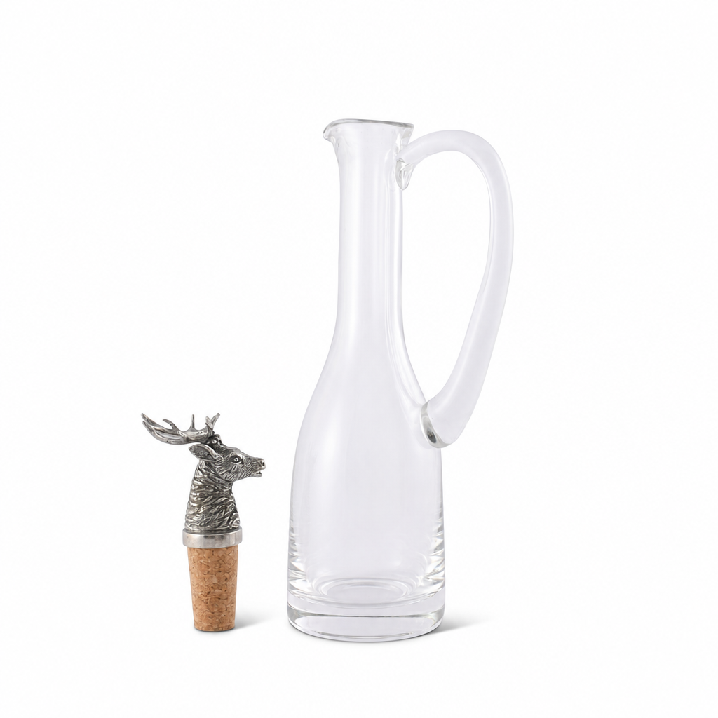 Cruet Bottle with Pewter Elk Head Cork Stopper 11