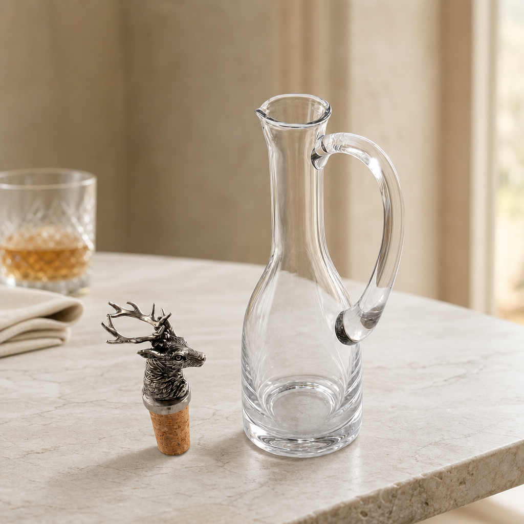 Cruet Bottle with Pewter Elk Head Cork Stopper 4