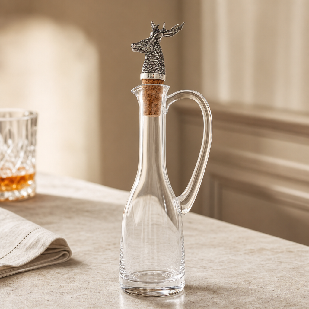 Cruet Bottle with Pewter Elk Head Cork Stopper 5