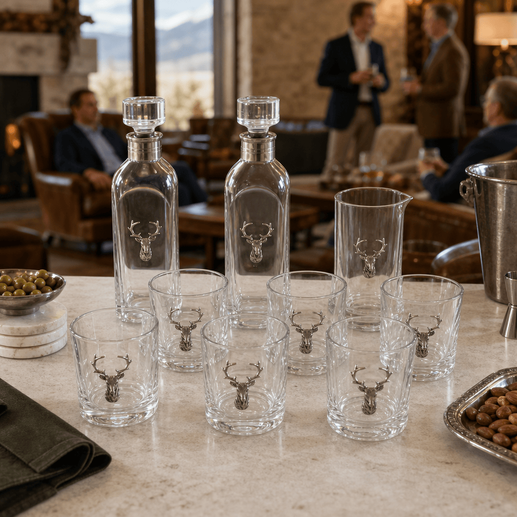 Elk Bust Glass Bar Set 4