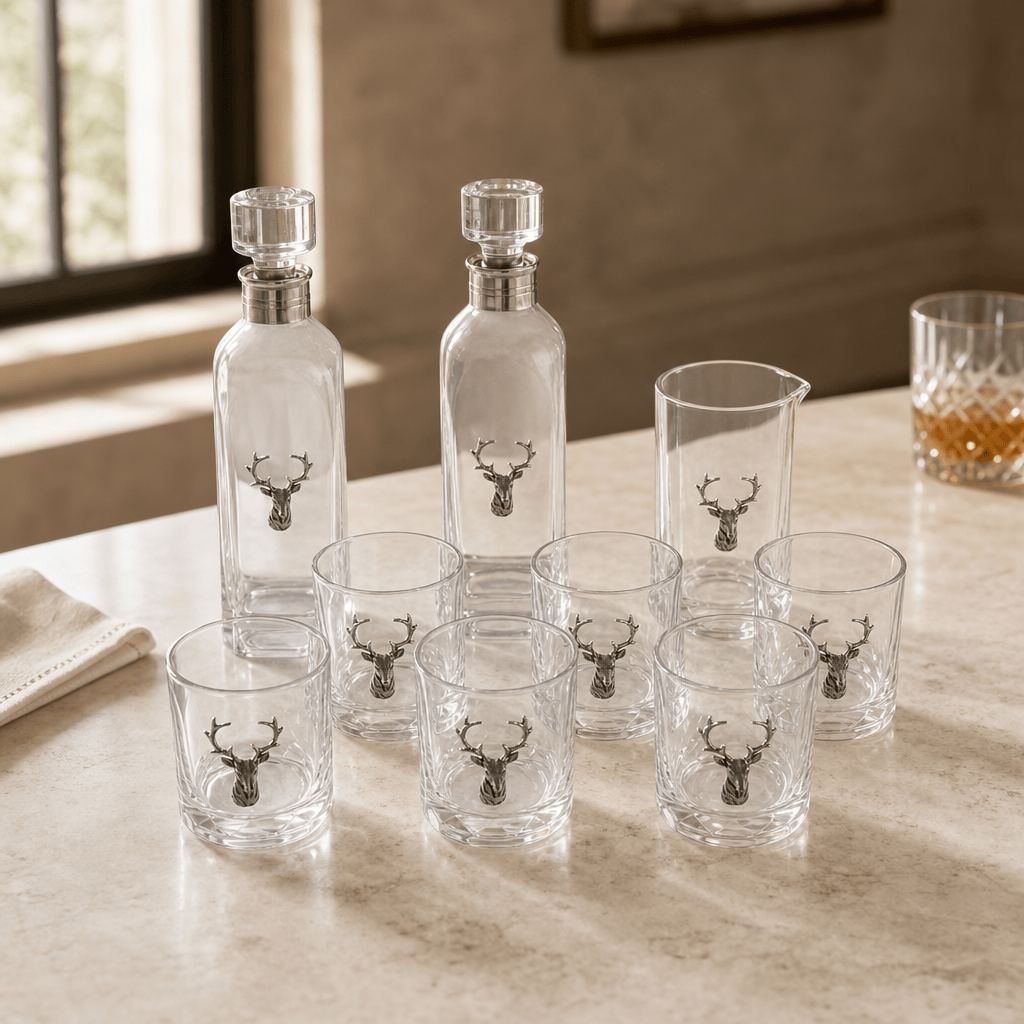 Elk Bust Glass Bar Set 2
