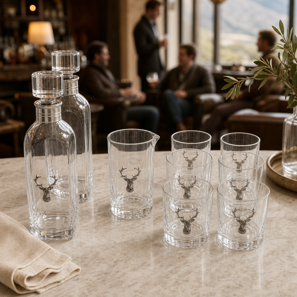 Elk Bust Glass Bar Set 5