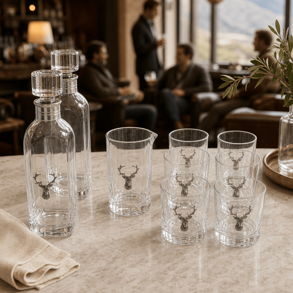 Elk Bust Glass Bar Set 5