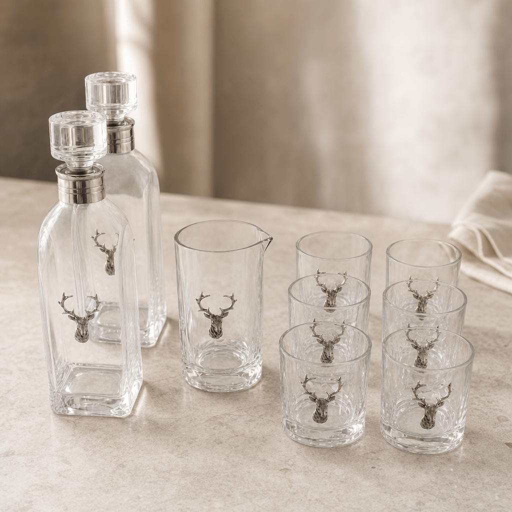 Elk Bust Glass Bar Set 3